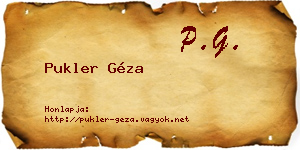 Pukler Géza névjegykártya